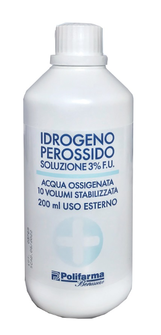 PEROSSIDO IDROGENO 3% 200 ML ACQUA OSSIGENATA 10 VOLUMI STABILIZZATA