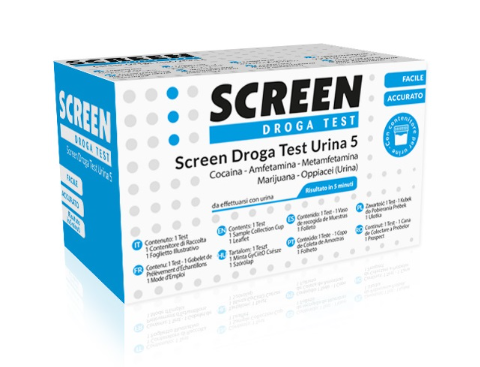 SCREEN DROGA TEST 5 DROGHE TEST ANTIDROGA CON CONTENITORE URINA