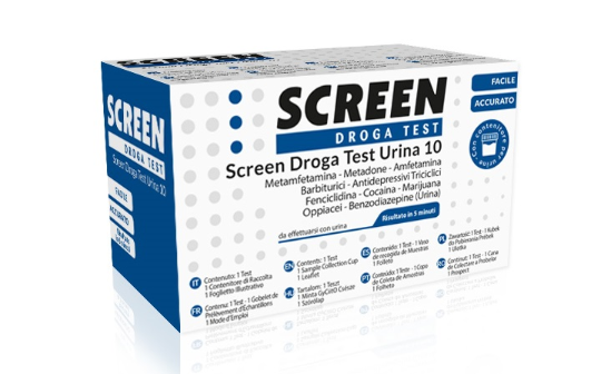 SCREEN DROGA TEST 10 DROGHE TEST ANTIDROGA CON CONTENITORE URINA