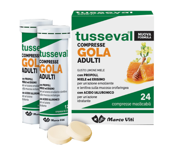 TUSSEVAL GOLA ADULTI 24 COMPRESSE MASTICABILI LIMONE E MIELE