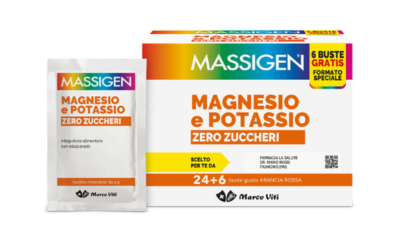 MASSIGEN MAGNESIO POTASSIO ZERO ZUCCHERO 24 BUSTINE + 6 BUSTINE