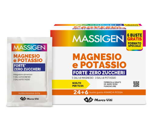 MASSIGEN MAGNESIO POTASSIO FORTE ZERO ZUCCHERO 24 BUSTINE + 6 BUSTINE