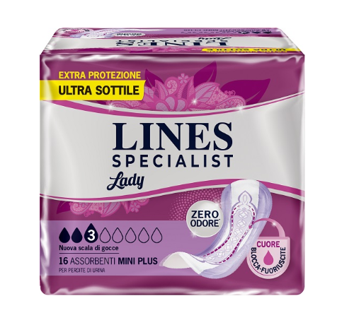 ASSORBENTI PER INCONTINENZA LINES SPECIALIST LADY MINI PLUS 16 PEZZI