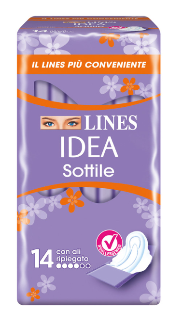 LINES IDEA ASSORBENTE SOTTILE RIPIEGATO CON ALI 14 PEZZI