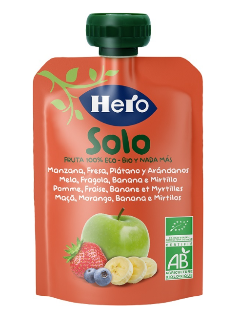 HERO SOLO FRUTTA FRULLATA 100% BIO MELA BANANA FRAGOLA 100 G