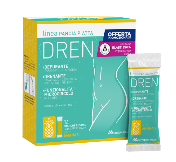 PANCIA PIATTA DREN ANANAS 14 BUSTINE STICK PACK + TORBA DRENANTE