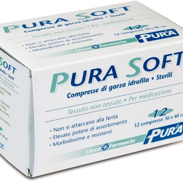GARZA IN TESSUTO NON TESSUTO PURA SOFT 36X40CM 12 PEZZI