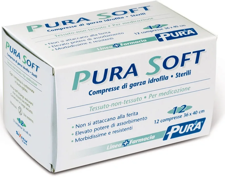 GARZA IN TESSUTO NON TESSUTO PURA SOFT 36X40CM 12 PEZZI