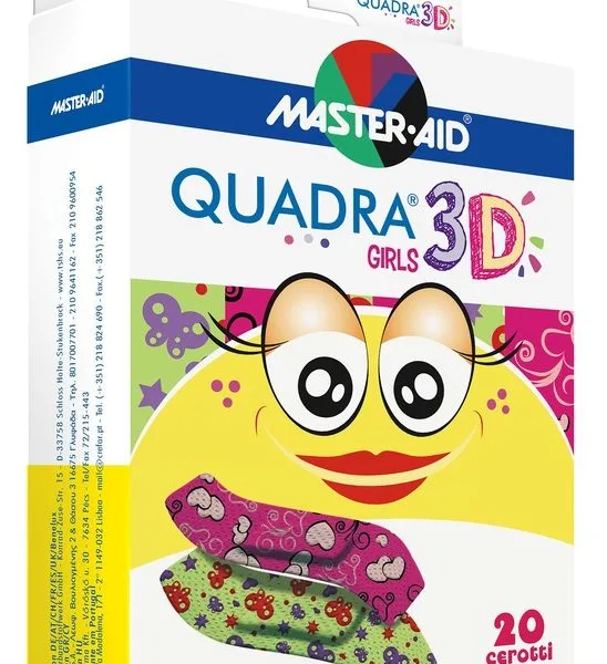 CEROTTO MASTER-AID QUADRA 3D GIRLS 20 PEZZI ASSORTITI