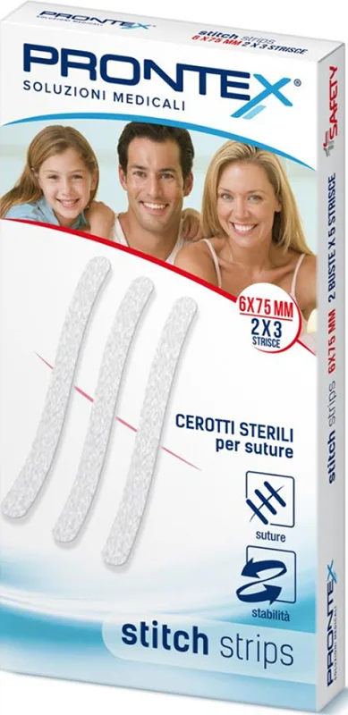 PRONTEX STITCH STRIPS 6X75 MM 6 PEZZI