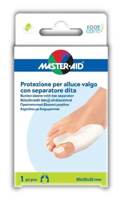 PROTEZIONE MASTER-AID FOOTCARE PER ALLUCE VALGO CON SEPARATORE DITA INTEGRATO 1 PEZZO D9