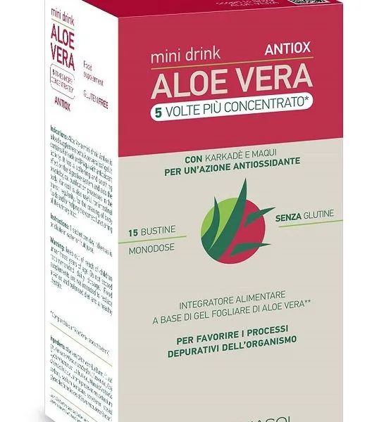 ALOE VERA ANTIOX MINI DRINK 5 VOLTE PIU' CONCENTRATO 15 BUSTINE DA 10 ML