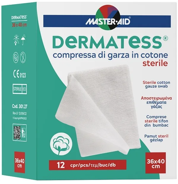 GARZA COMPRESSA DERMATESS IN COTONE 36X40CM 12 PEZZI