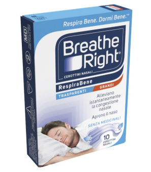 CEROTTI NASALI BREATHE RIGHT TRASPARENTI GRANDI 10 PEZZI