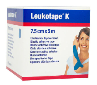 BENDA ADESIVA LEUKOTAPE K PER TAPING FISIOTERAPICO LARGHEZZA 7,5 CM LUNGHEZZA 5 M COLORE BLU IN ROTOLO