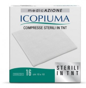 ICOPIUMA GARZA COMPRESSA IN TESSUTO NON TESSUTO ADESIVA 10X10 CM 16 PEZZI